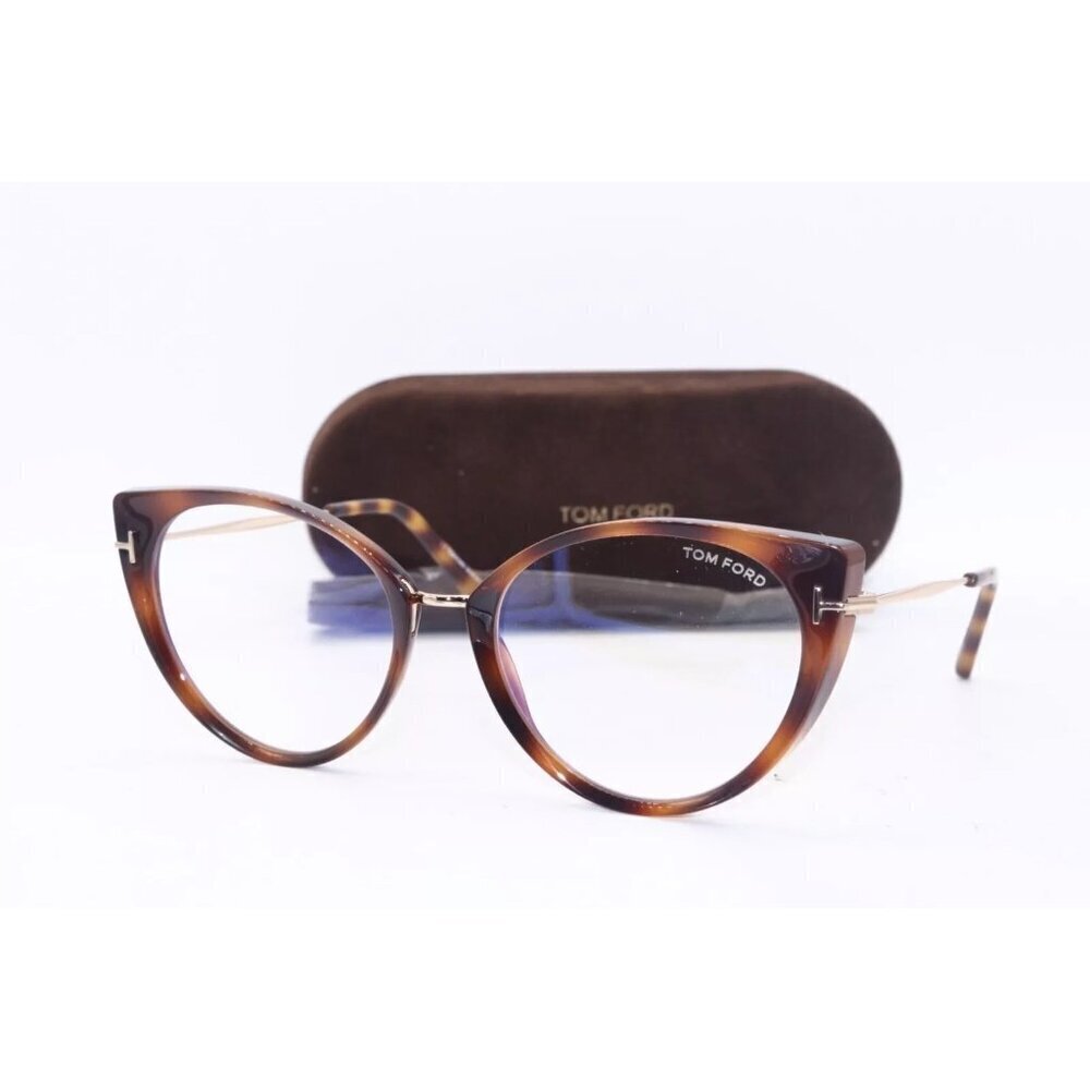 NWT Tom Ford FT5815-B Blonde Havana, Cat Eye 54mm Eyeglasses